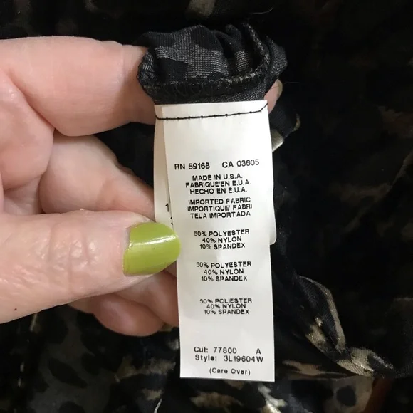 Karen Kane 2X Black Leopard Print Top - Picture 6 of 8